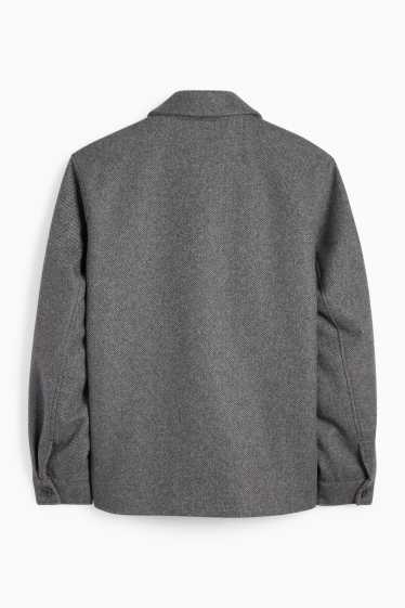 Uomo - Giacca camicia - regular fit - collo all'italiana - fantasia - grigio scuro