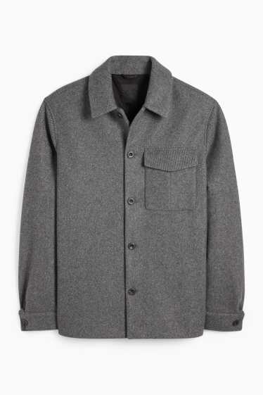 Uomo - Giacca camicia - regular fit - collo all'italiana - fantasia - grigio scuro