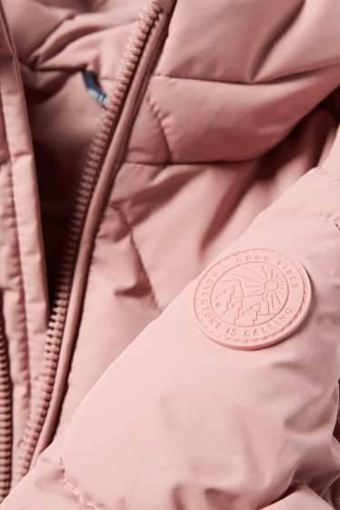 Children Girls - Quilted jacket with hood - water-repellent - dark rose