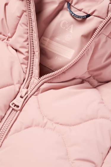 Children Girls - Quilted jacket with hood - water-repellent - dark rose