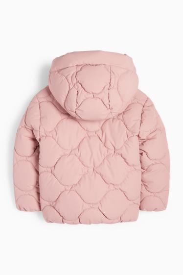 Children Girls - Quilted jacket with hood - water-repellent - dark rose