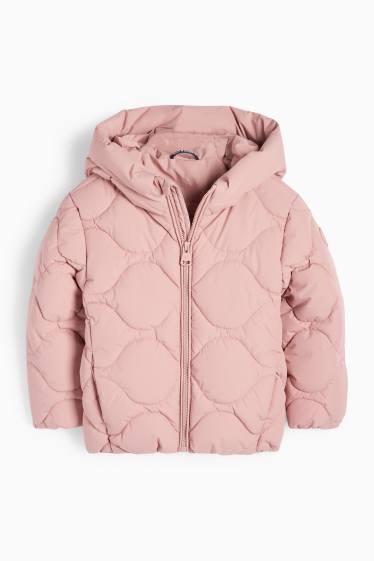 Children Girls - Quilted jacket with hood - water-repellent - dark rose
