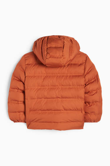 Kinder Jungen - Steppjacke mit Kapuze - wasserabweisend - dunkelorange