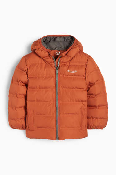 Kinder Jungen - Steppjacke mit Kapuze - wasserabweisend - dunkelorange