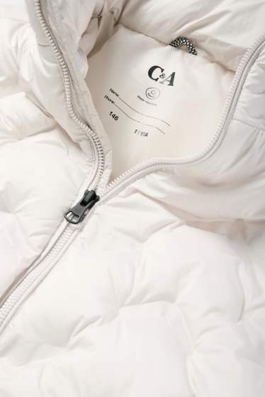 Kinderen: meisjes - Gewatteerde jas met capuchon - licht beige