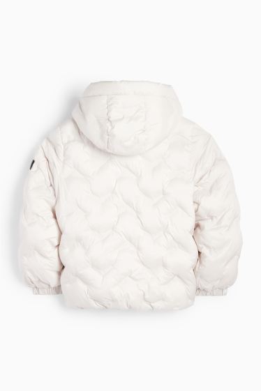 Kinderen: meisjes - Gewatteerde jas met capuchon - licht beige