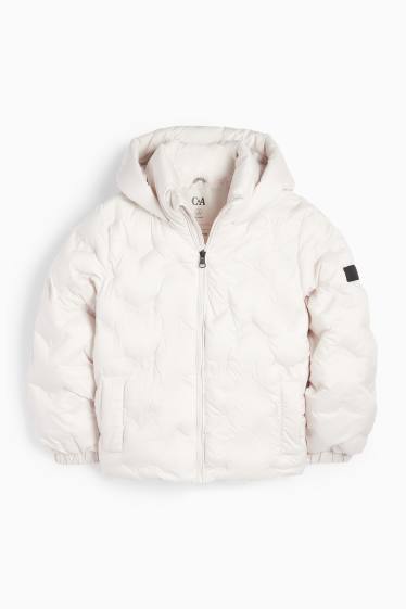 Kinderen: meisjes - Gewatteerde jas met capuchon - licht beige