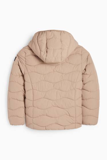Children Girls - Quilted jacket with hood - water-repellent - beige