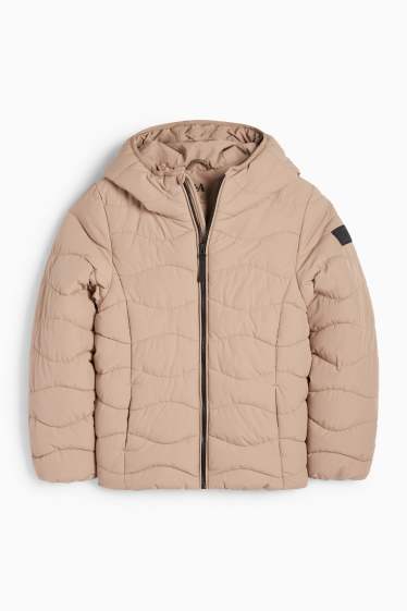 Children Girls - Quilted jacket with hood - water-repellent - beige
