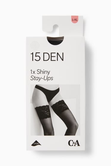 Damen - Halterlose Strümpfe - 15 DEN - schwarz
