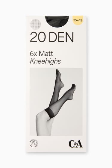 Damen - Multipack 6er - Feinkniestrümpfe - 20 DEN - schwarz