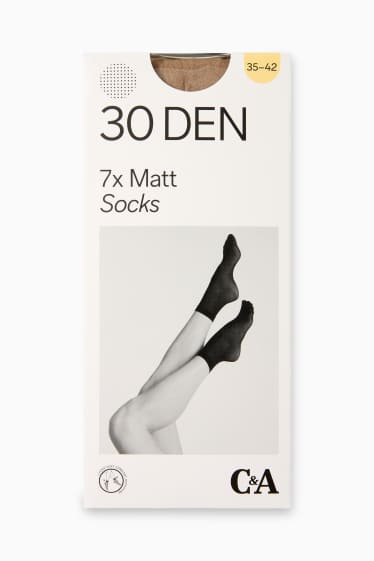 Dames - Set van 7 paar - pantysokjes - 30 DEN - Crème