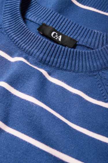 Damen - Feinstrick-Pullover - gestreift - blau / weiss