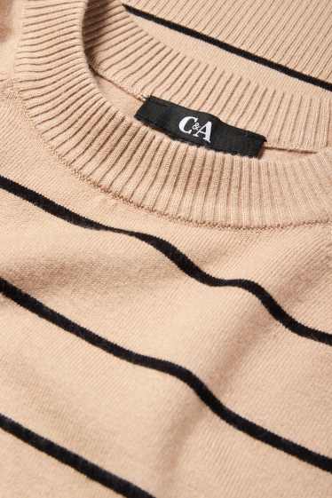Femmes - Pull à fine maille - à rayures - noir / beige