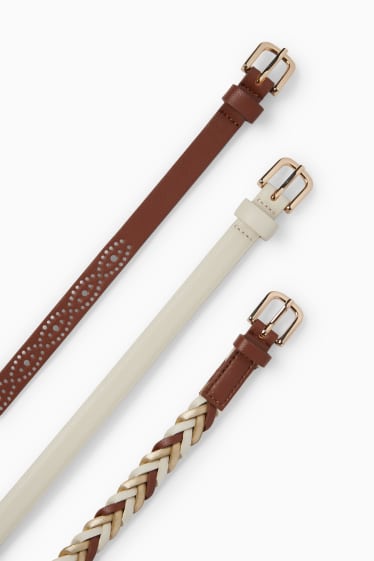 Dames - Set van 3 - riem - imitatieleer - bruin