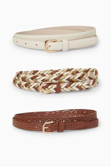 Dames - Set van 3 - riem - imitatieleer - bruin