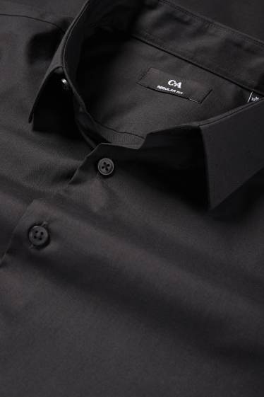 Hommes - Chemise de bureau - regular fit - col kent - noir