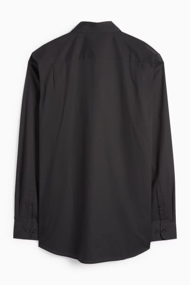 Hommes - Chemise de bureau - regular fit - col kent - noir