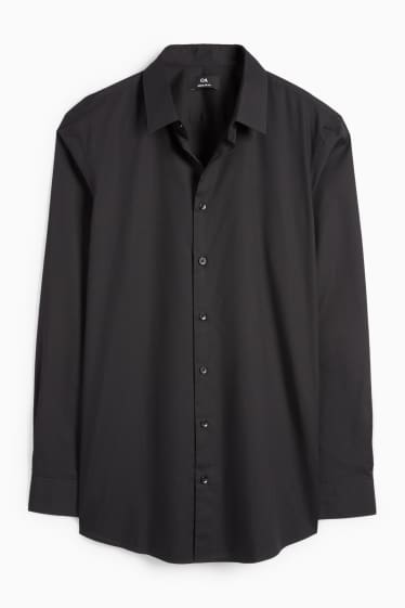 Hommes - Chemise de bureau - regular fit - col kent - noir