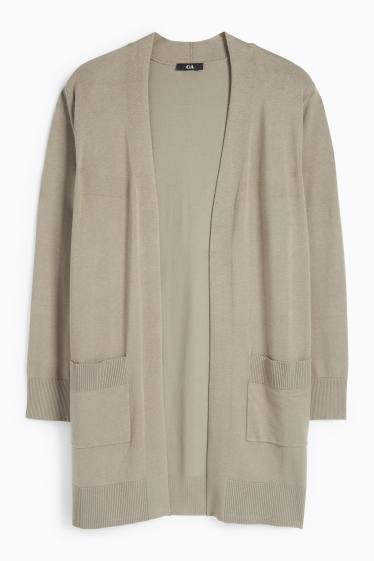 Women - Long cardigan - khaki