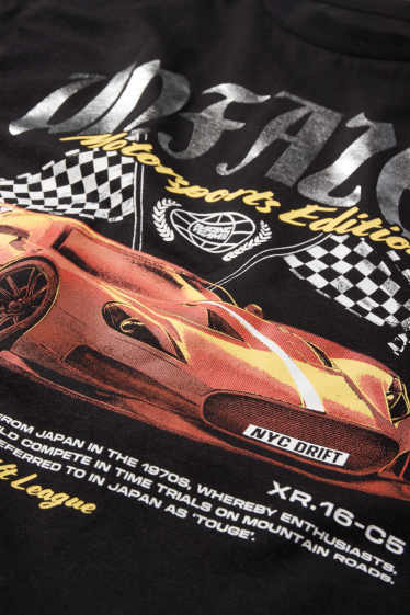 Copii - Băieți - Mașini de curse - tricou cu mânecă scurtă - negru