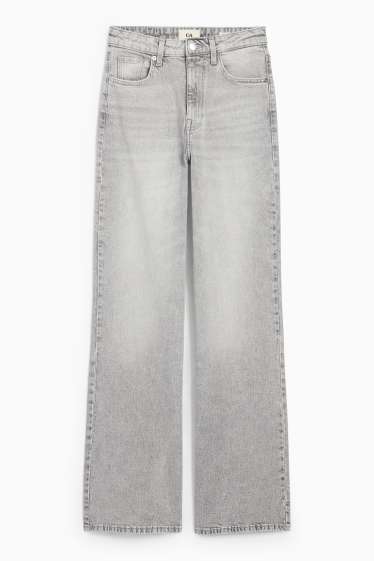 Damen - Wide Leg Jeans - High Waist - helljeansgrau