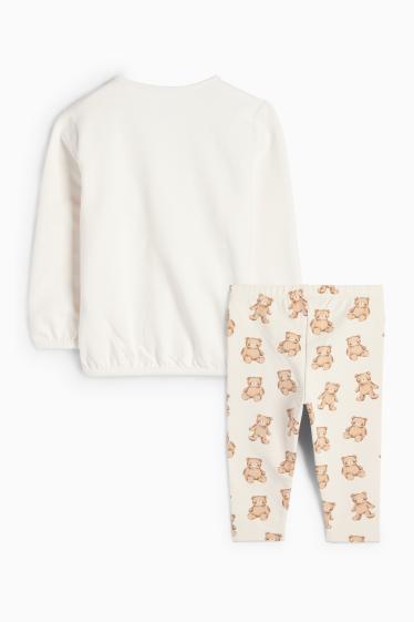 Miminka - dívky - Motivy medvídků a motiv mašle - outfit pro miminka - 2dílný - krémově bílá