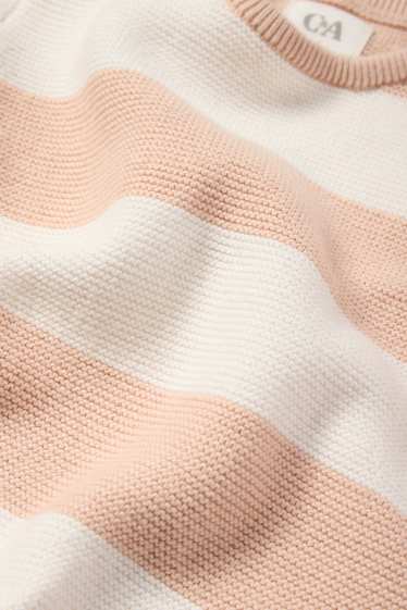 Baby Mädchen - Baby-Pullover - gestreift - hellbeige