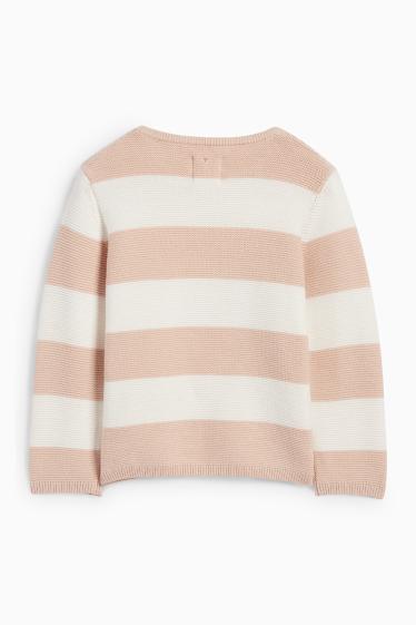 Baby Mädchen - Baby-Pullover - gestreift - hellbeige