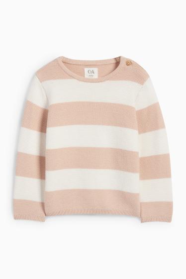 Baby Mädchen - Baby-Pullover - gestreift - hellbeige