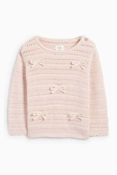 Baby Girls - Bow - baby jumper - rose
