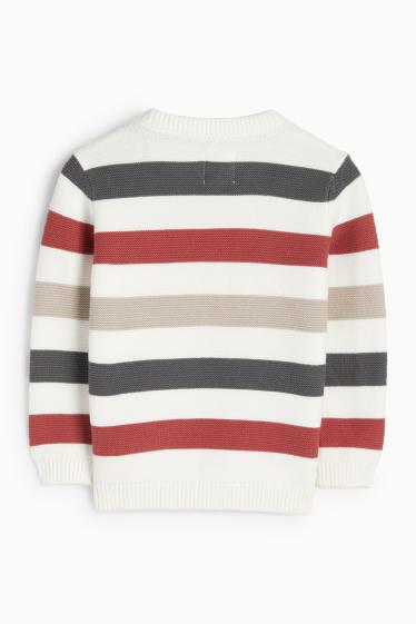 Baby Jungen - Baby-Pullover - gestreift - rot / cremeweiss