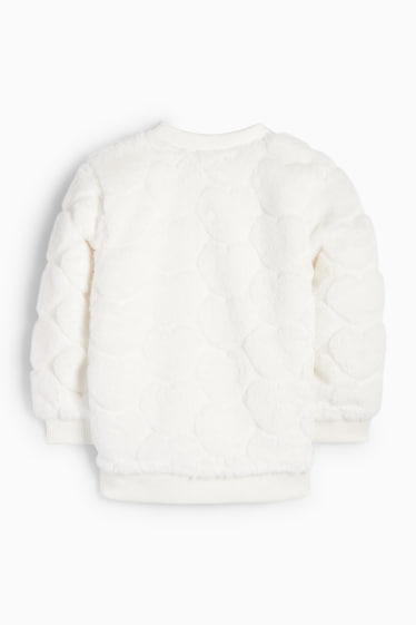 Kinderen: meisjes - Hartje - blouson van imitatiebont - wit