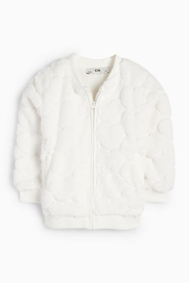 Kinderen: meisjes - Hartje - blouson van imitatiebont - wit