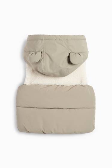 Baby Jungen - Bärchen - Baby-Steppweste mit Kapuze - beige