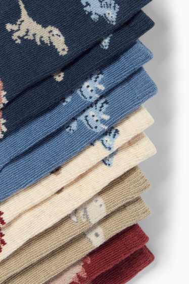 Bébés garçons - Lot de 5 paires - dinosaures - chaussettes bébé à motif - bleu foncé