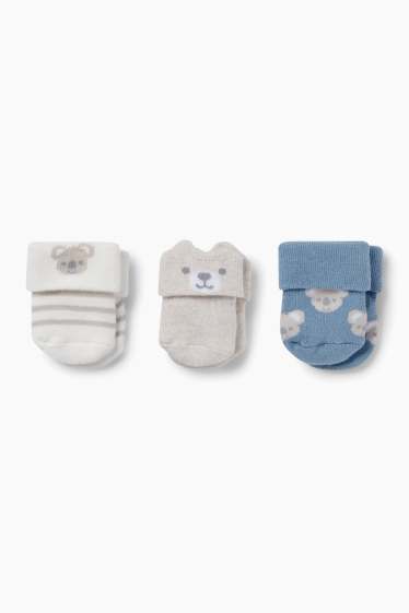 Miminka - chlapci - Multipack 3 ks - medvídek koala - ponožky s motivem pro novorozence - modrá