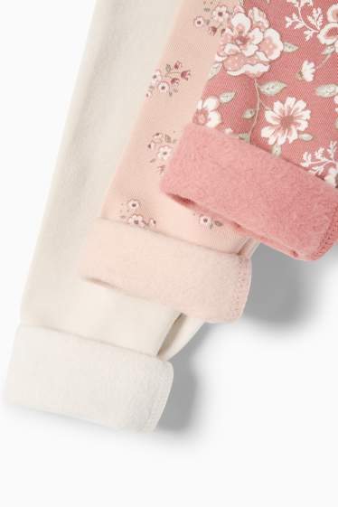 Baby Mädchen - Multipack 3er - Blümchen - Baby-Thermoleggings - rosa