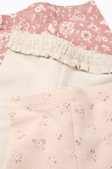 Baby Mädchen - Multipack 3er - Blümchen - Baby-Thermoleggings - rosa
