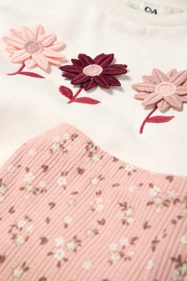 Kinder Mädchen - Blume - Set - Sweatshirt und Flared Leggings - 2 teilig - cremeweiß