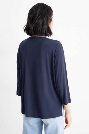 Damen - Basic-Langarmshirt - dunkelblau