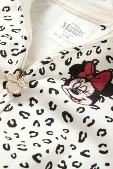 Děti - dívky - Minnie Mouse - tepláková bunda s kapucí - se vzorem - krémově bílá