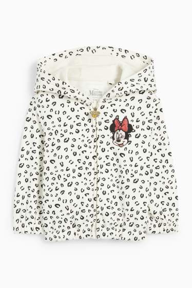 Děti - dívky - Minnie Mouse - tepláková bunda s kapucí - se vzorem - krémově bílá