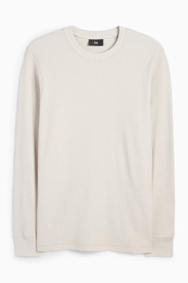 Hommes - Haut à manches longues - texturé - beige clair