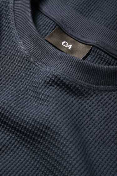 Heren - Longsleeve - met structuur - donkerblauw