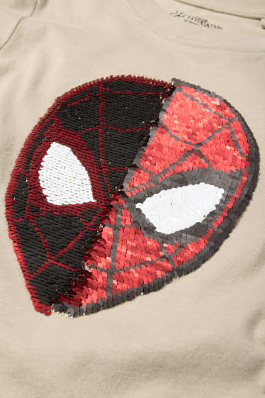 Děti - chlapci - Spider-Man - tričko s dlouhým rukávem - s lesklou aplikací - béžová