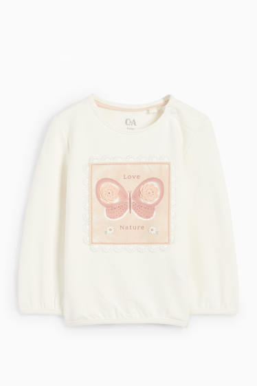 Miminka - dívky - Motiv motýla - outfit pro miminka - 2dílný - krémově bílá