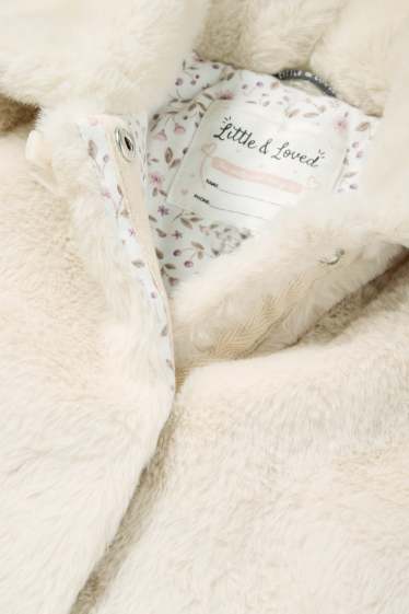 Baby: meisjes - Babyjas van imitatiebont - licht beige