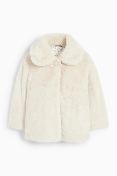Baby: meisjes - Babyjas van imitatiebont - licht beige