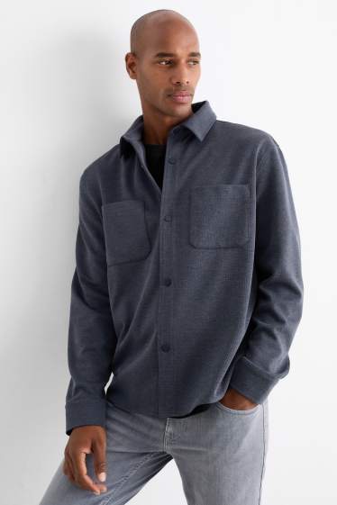 Heren - Overhemd - relaxed fit - kent - grijs